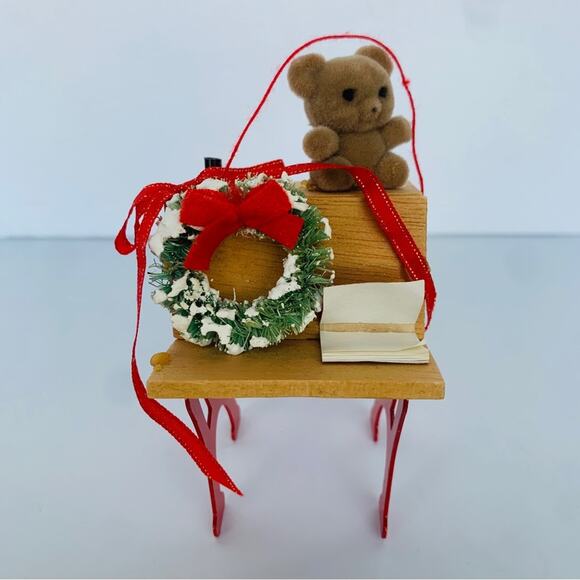 Vintage Other - Vintage School Desk Teddy Ornament